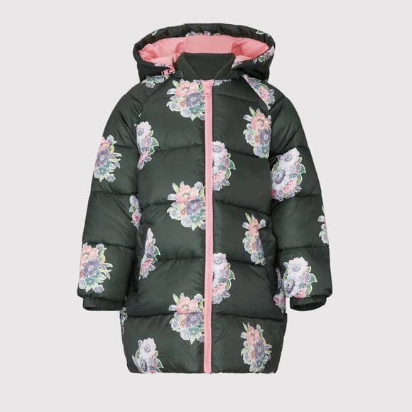 Stella McCartney Kids Girls Jacket Black Floral Puffer Quilted Hooded 8 Years - Picture 1 of 14